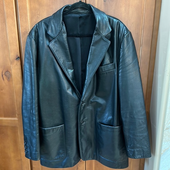 Marc New York Button Down 100% Leather Jacket Black Size L - Picture 10 of 10